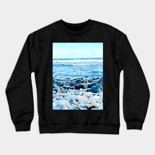 rocky beach Hand painted Watercolor Crewneck Sweatshirt